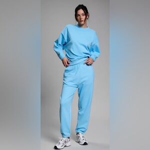 Year of Ours Light Blue Jogger Set. Sweatshirt and joggers